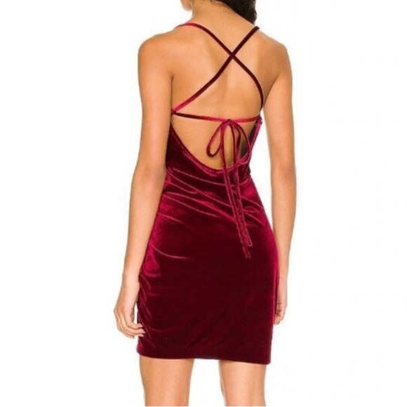 Amanda Uprichard Jasalina Velvet Mini Dress in Wine Red Size‎ S - Picture 2 of 11